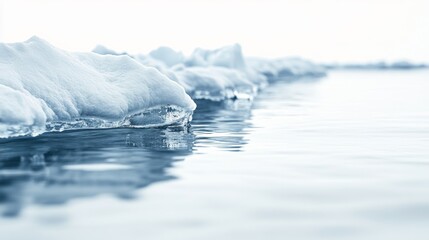 Tranquil Ice and Water at the Edge of a Frozen Lake