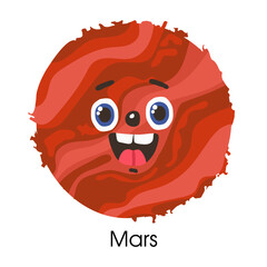 Vector illustration of the mars with a face on a white background