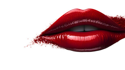 Captivating close-up portrait of a female's alluring red lips,showcasing the sensual glamour and mysterious feminine desire. This image exudes a captivating,seductive,and intoxicating mood.