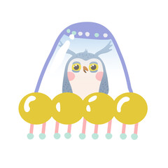 An owl in a flying saucer on a white background. Vector illustration