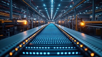 Obraz premium Industrial Conveyor Belt with Lights