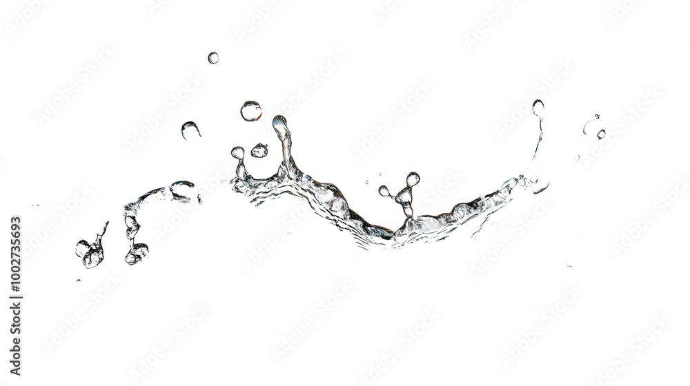 Fototapete Captivating image showcasing a dynamic and energetic liquid splash with mesmerizing water droplets creating a refreshing and serene natural scene. The image captures the motion,power.