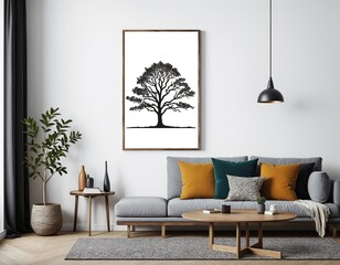 Living room interior with painting and sofa