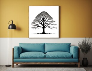 Living room interior with painting and sofa