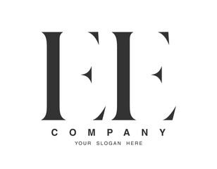 EE logo design. Initial letter e and e serif font style. Creative classic company name typography. Trendy logotype or identity.