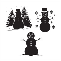  set of snowman silhouette