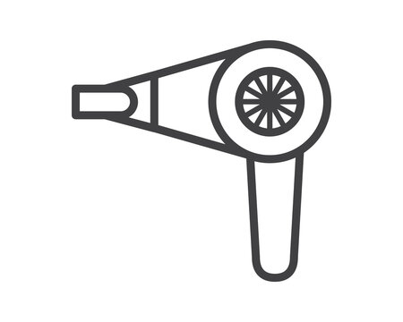 recommend clip art: Hair dryer Line Icon vector fashion hairdryer of hairdresser to blow-dry and electric hair-dryer blower illustration. Barber styling appliance.