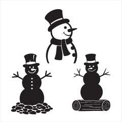  set of snowman silhouette