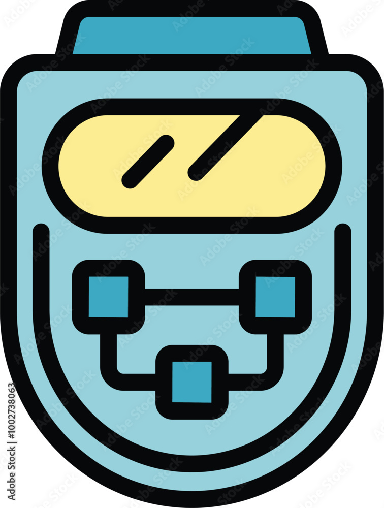 Poster electronic security system control panel icon showing squares connected by lines displaying security