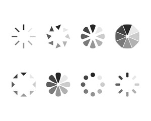Collection Loading bar status icon. Vector illustration. Set of vector loaded icons. Download progress. Donload or Upload.