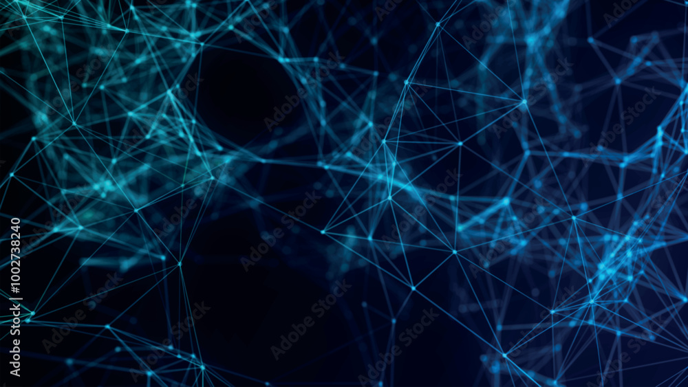 Poster Abstract background with connecting dots and lines. Network connection structure. Plexus effect. 3d Vector illustration.