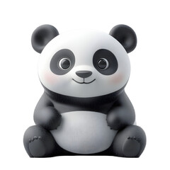 Naklejka premium Charming 3D cartoon icon of a gentle panda bear on a transparent background. This minimalist,simple design is perfect for use in children's products,educational materials.