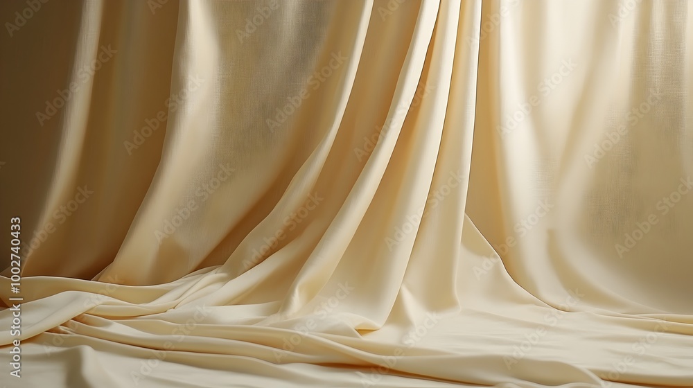 Poster elegant and timeless canvas fabric drapery with flowing natural folds and depth creating a sophistic