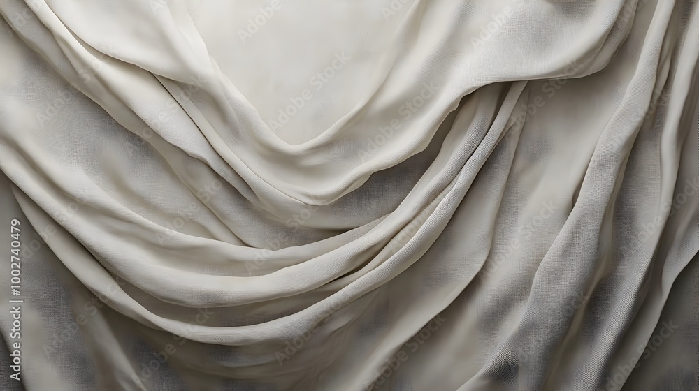 Poster elegant and timeless fabric drapery with natural folds and flowing curves creating depth and a seren
