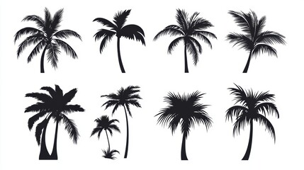 Vector illustration of coconut tree with leaf closeup view