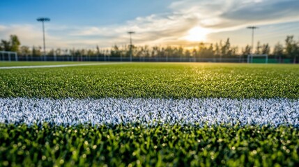 Installation of White Lines on an Artificial Turf Field for Sports Games