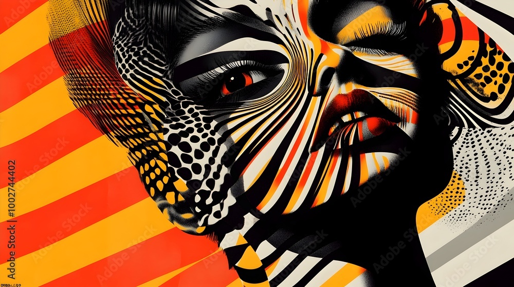 Poster mesmerizing psychedelic digital art with vibrant colors and surreal patterns
