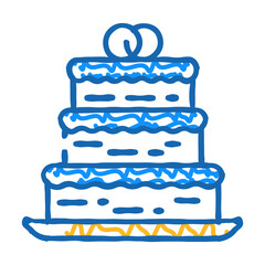 cake wedding dessert doodle icon sketch vector. cake wedding dessert sign. isolated symbol illustration