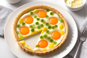 Delicious Eggs Tart Isolated on White Background Generative AI illustration