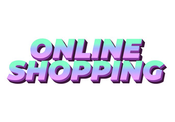 Online shopping. Text effect in 3D style with modern colors