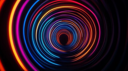 Neon laser tunnel with intersecting beams and a vibrant spectrum of colors, Abstract tunnel background, Laser light effects