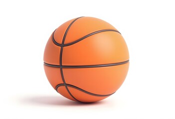 Basketball ball on the floor in the gym lit from the window
