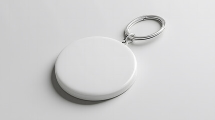  Blank Round Keychain Mockup Hanging on Chain