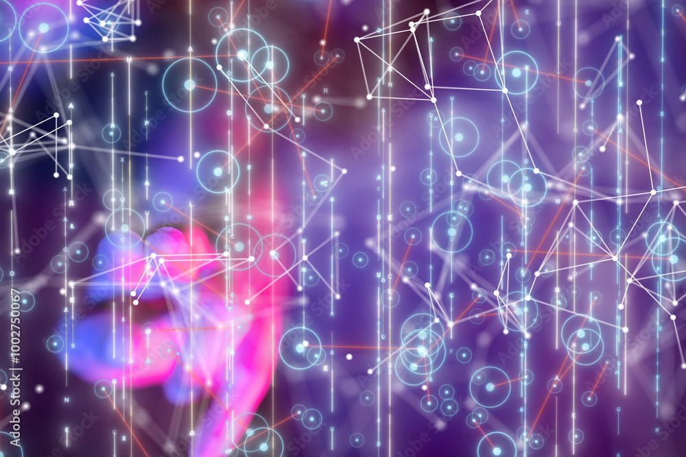 Aufkleber Neural network 3D illustration. Big data and cybersecurity