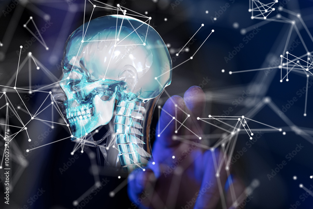 Poster digital medical futuristic interface 3d rendering