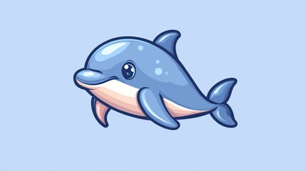 Cute Cartoon Dolphin Illustration.