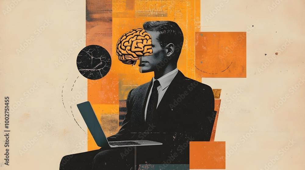 Poster conceptual business brain thinking and problem-solving