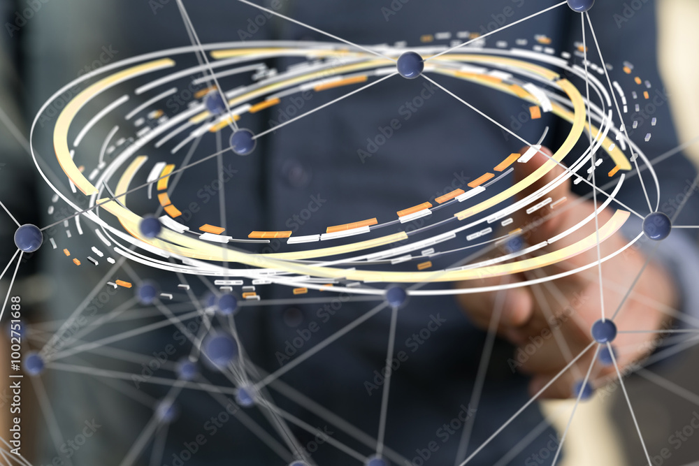 Poster conference digital network and data concept 3d