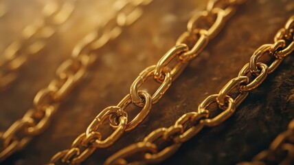 Obraz premium Golden chains intricately arranged on a textured background, showcasing elegance and luxury.