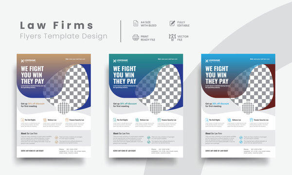 Professional corporate law firm flyer for lawyer brand identity promotion. Modern lawyer flyer or attorney flyer with marketing layout. Vol - 12