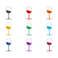Wine glass icon isolated on white background. Set icons colorful
