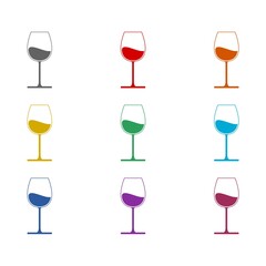 Wine glass icon isolated on white background. Set icons colorful
