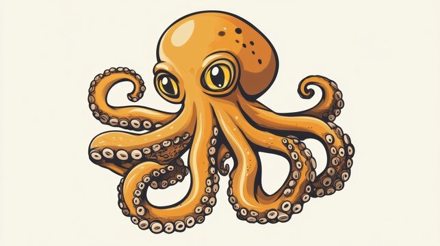 recommend clip art: Cartoon octopus with large eyes and curled tentacles.