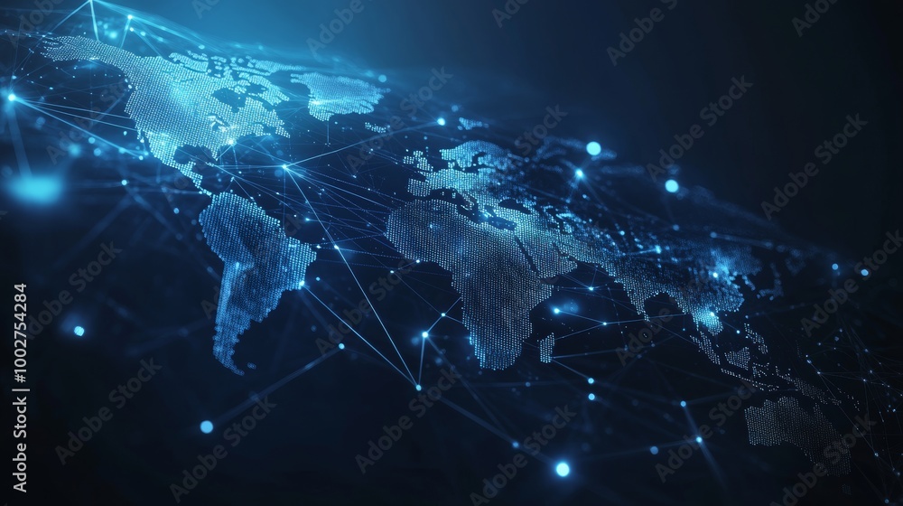 Poster global connections are shown on a world map with copyspace