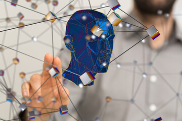 Human head and brain with Artificial intelligence concept