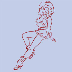 sexy girl in dress vector for card decoration illustration