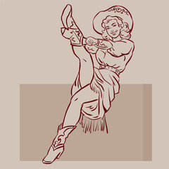 a woman posing with boots vector for card decoration illustration