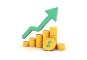 Persant, 3d rendering coin gold investment success stock arrow
