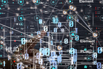 cloud connected to many objects on a virtual screen.