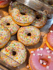 Donuts in a shop window