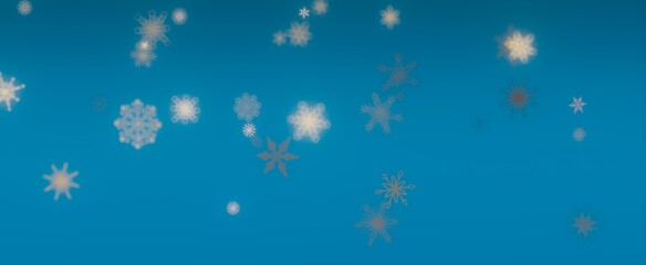 Falling Snowflakes on a Blue Sky
