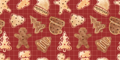 Joyful Winter and Christmas Seamless Pattern