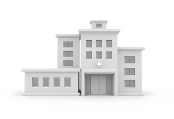 Hospital Building Isolated. 3D rendering
