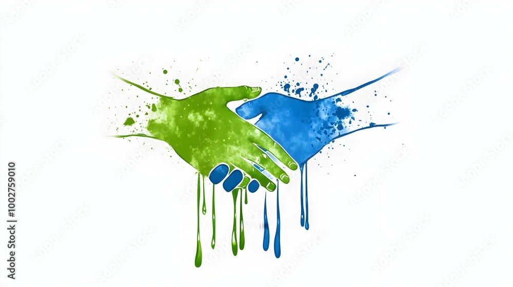 Poster colorful handshake symbolizing and unity
