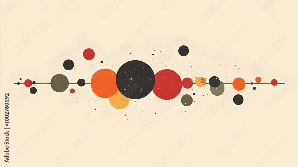 Poster colorful geometric abstract composition with balanced shapes and patterns