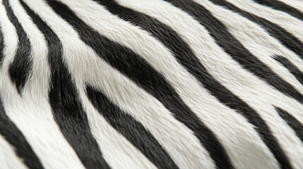 Close-up of zebra print fur showing black and white stripes, background